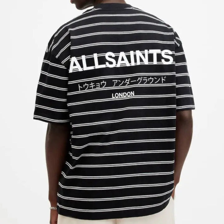 AllSaints Underground Logo Striped Tee Black ALLSAINTS ALLSAINTS - originalfook singapore