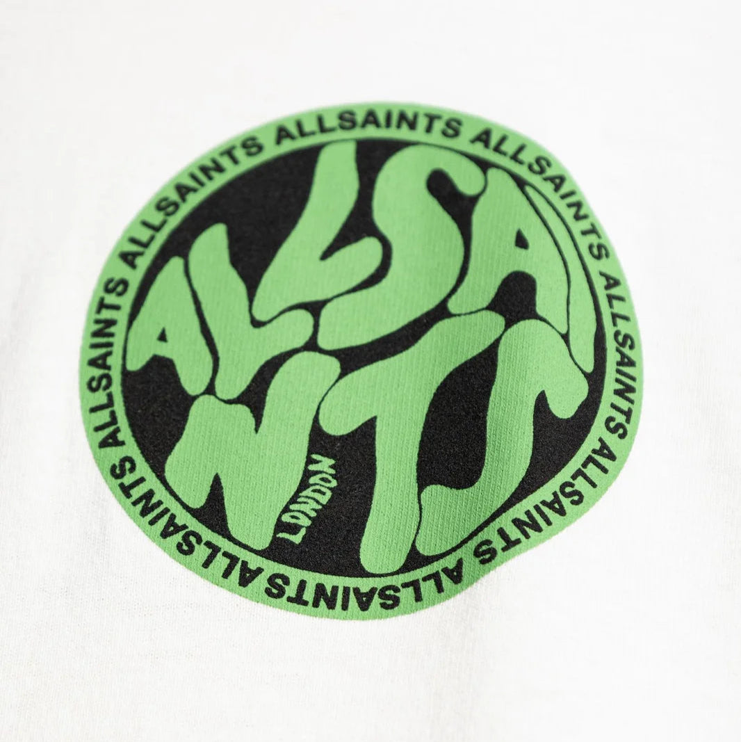 AllSaints Distortion Logo White Tee - ORIGINALFOOK