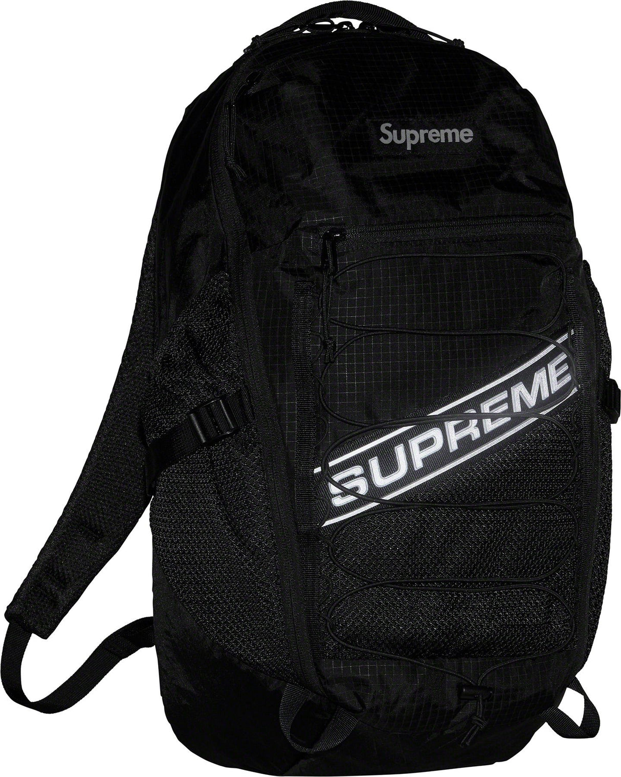 Supreme Reflective Logo Strap Black Backpack - ORIGINALFOOK