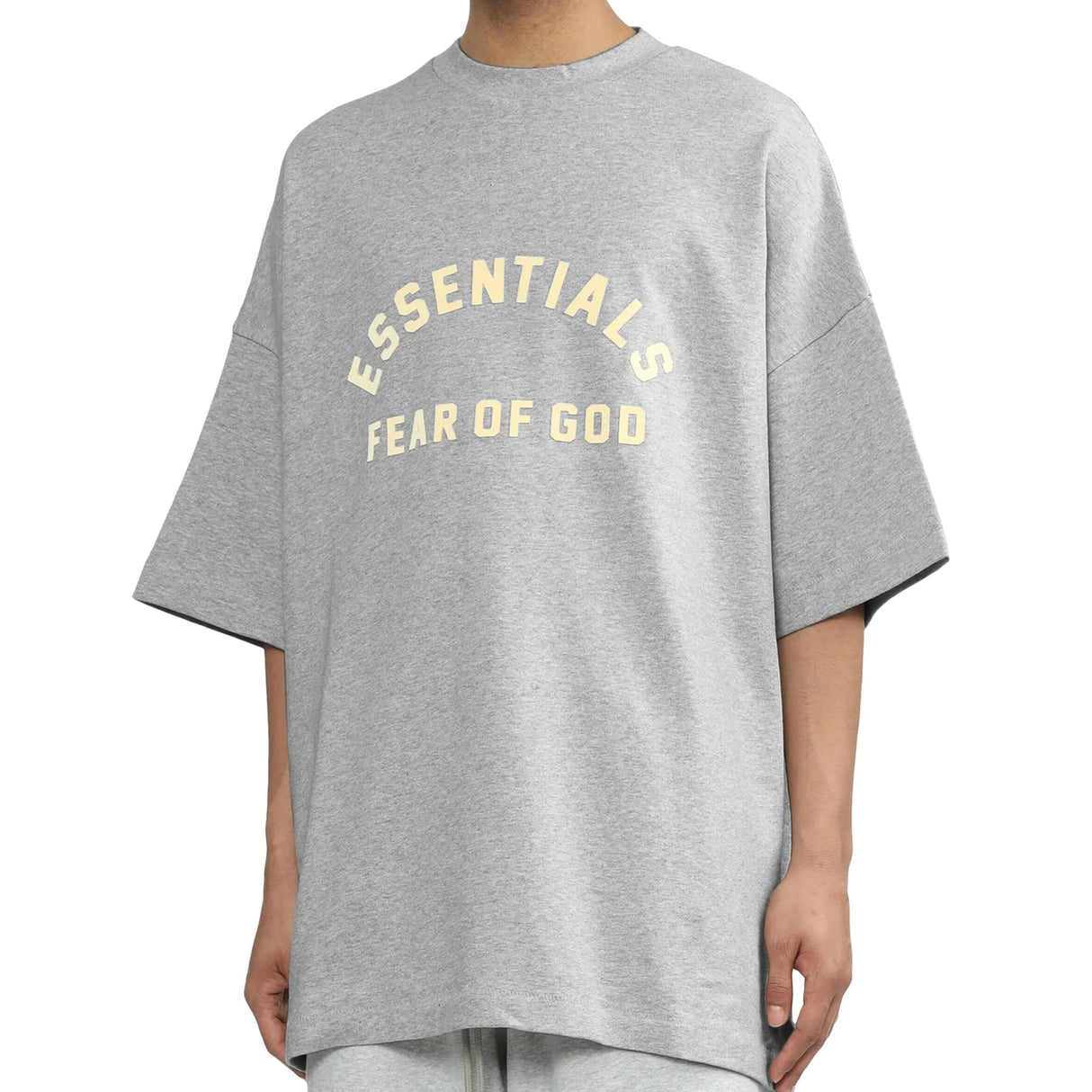 Fear of God Essentials Logo Heavyweight Light Heather Grey Tee - ORIGINALFOOK
