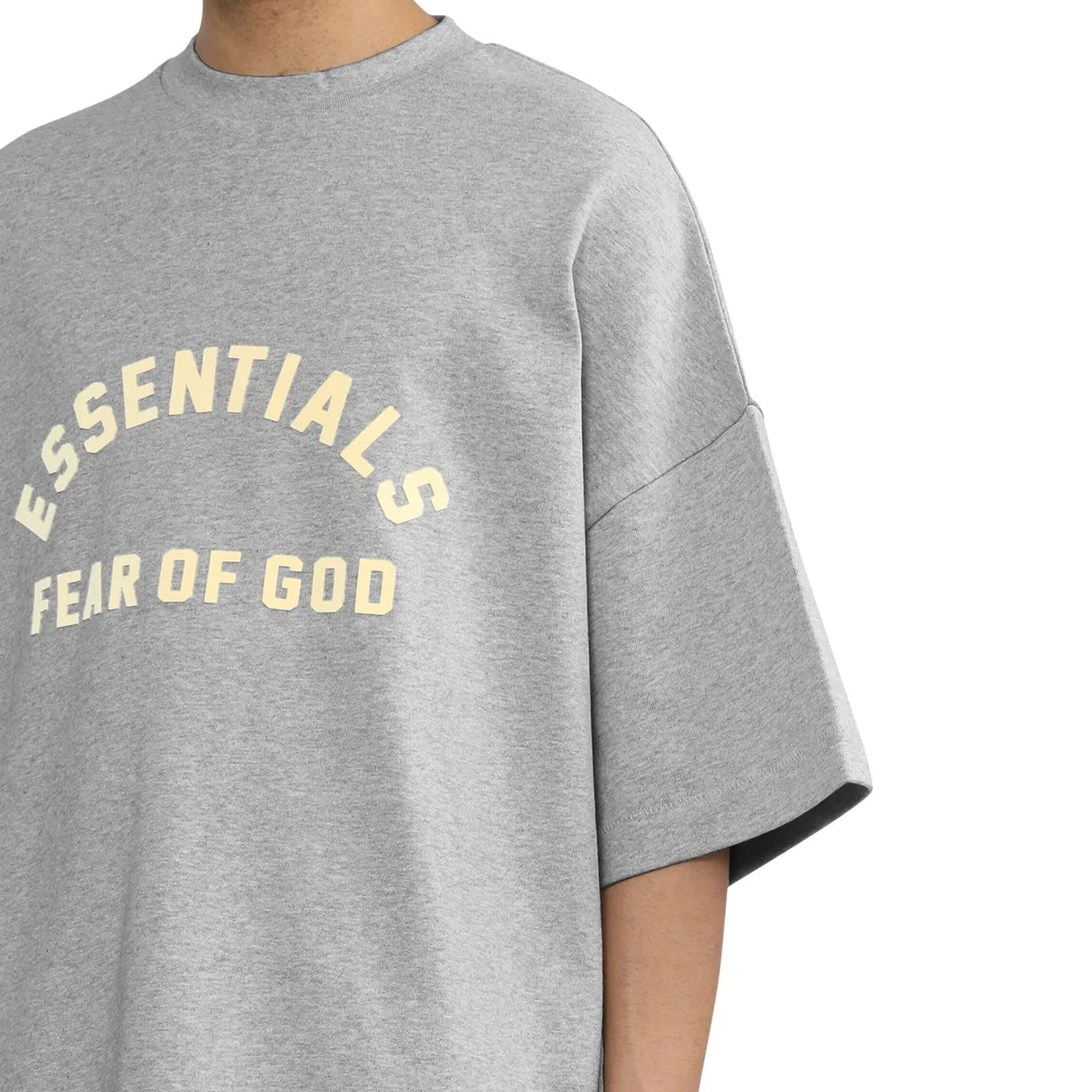 Fear of God Essentials Logo Heavyweight Light Heather Grey Tee - ORIGINALFOOK