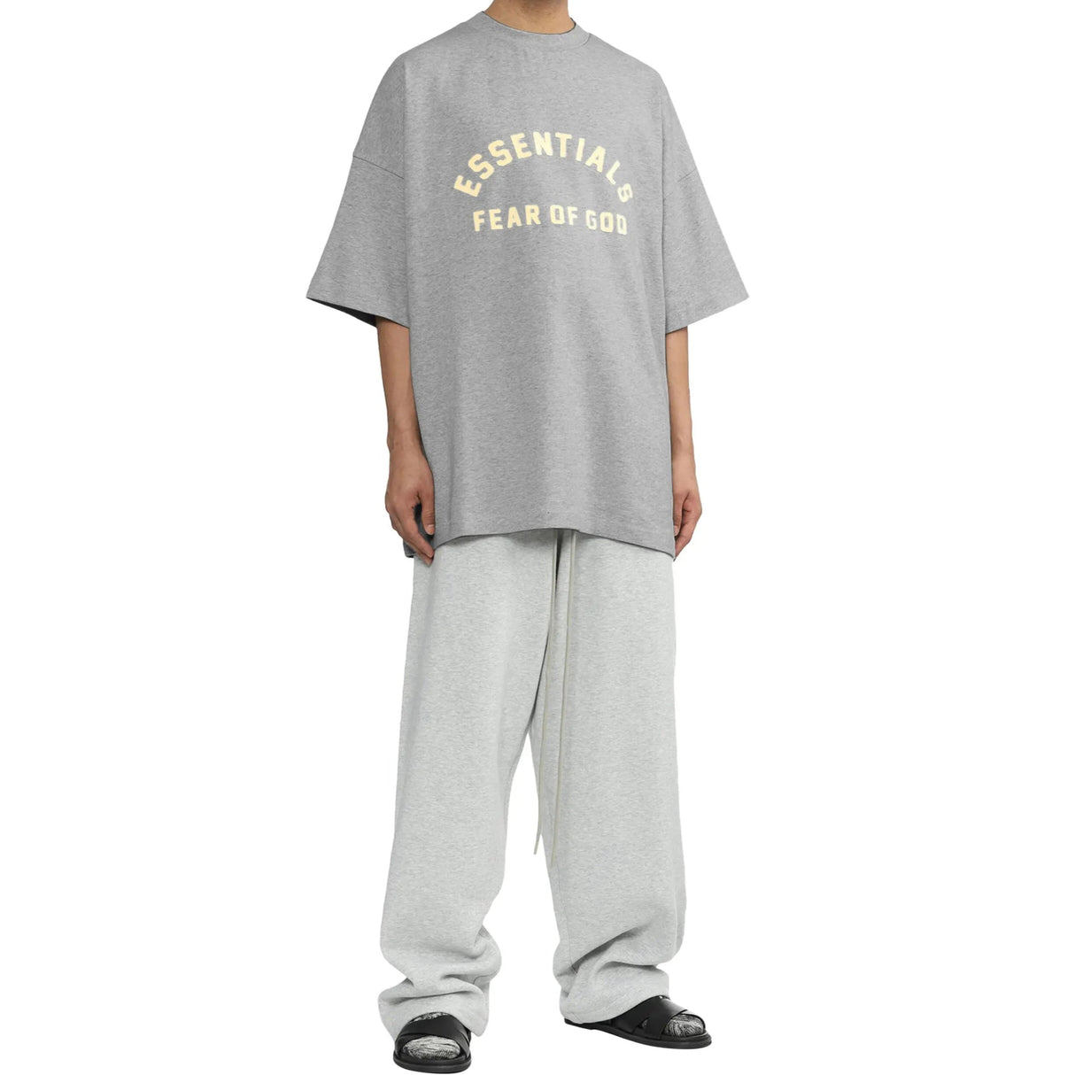 Fear of God Essentials Logo Heavyweight Light Heather Grey Tee - ORIGINALFOOK