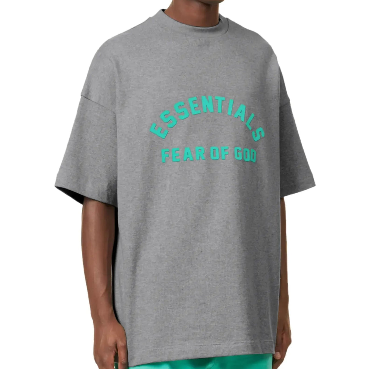 Fear of God Essentials Logo Heavyweight Dark Heather Oatmeal Tee - ORIGINALFOOK