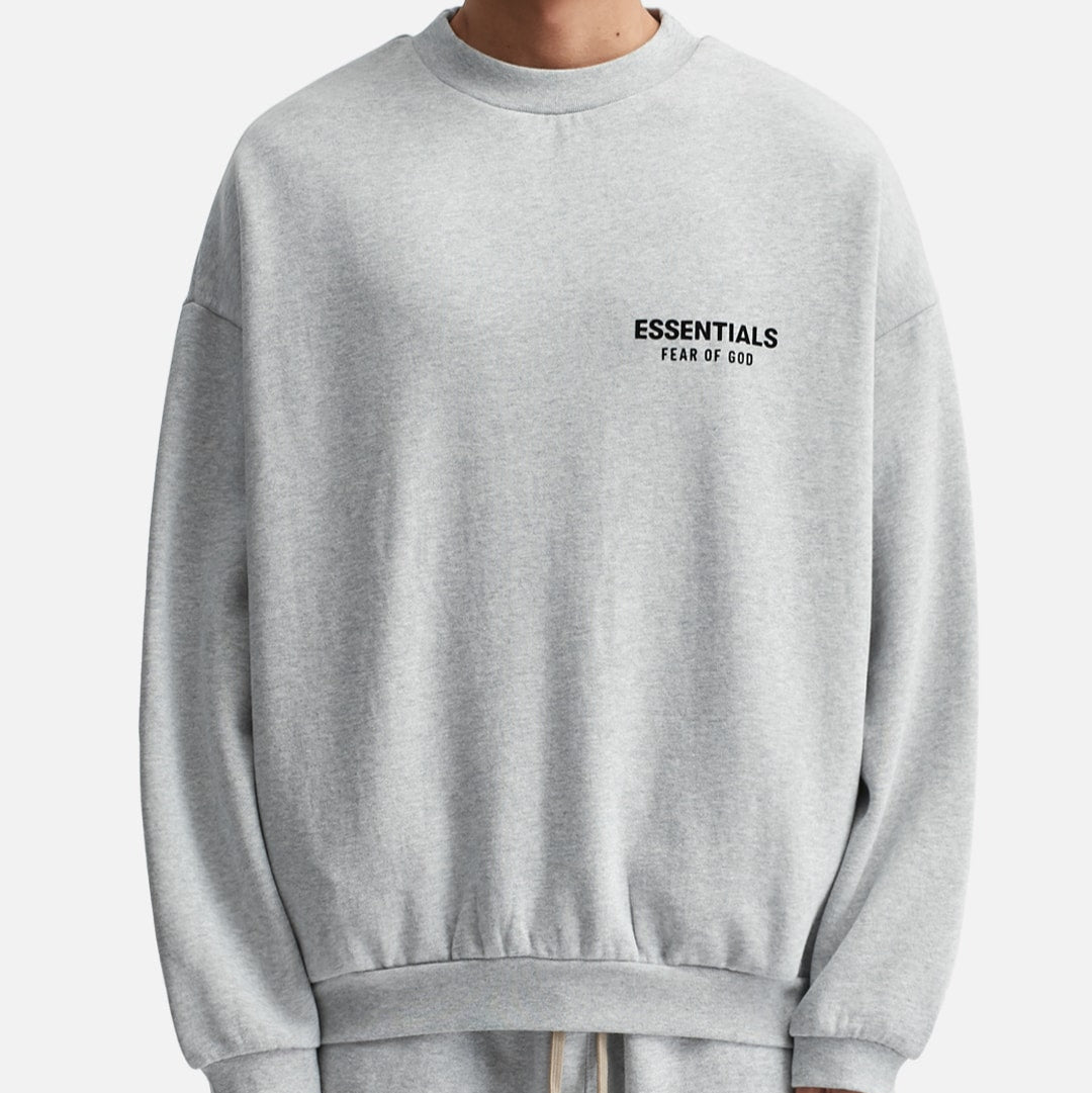 FEAR OF GOD Essentials Signature Logo Crewneck Light Heather FEAR OF GOD ESSENTIALS FEAR OF GOD ESSENTIALS - originalfook singapore