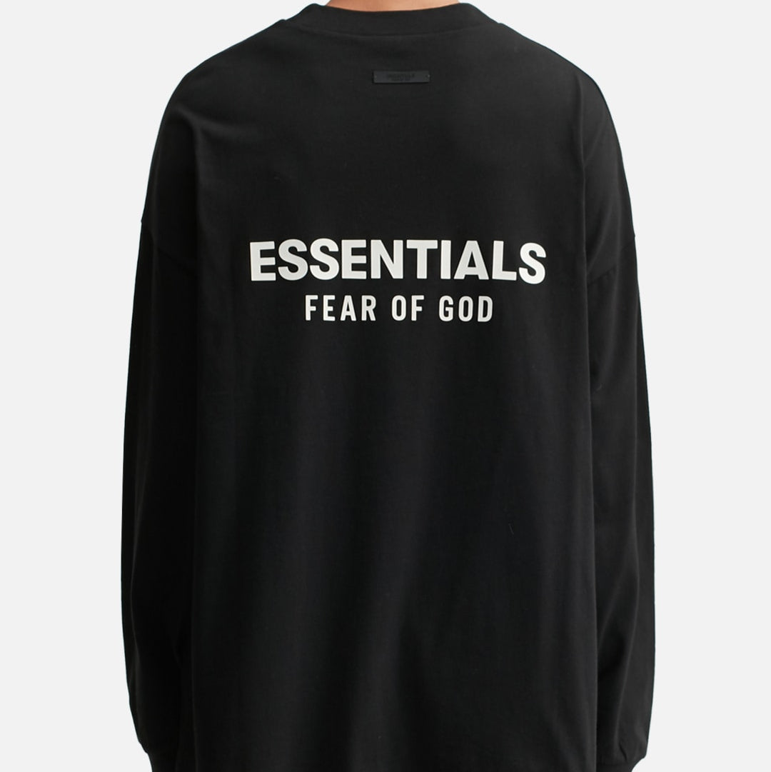 FEAR OF GOD Essentials Signature Long Sleeve Tee Black FEAR OF GOD ESSENTIALS FEAR OF GOD ESSENTIALS - originalfook singapore