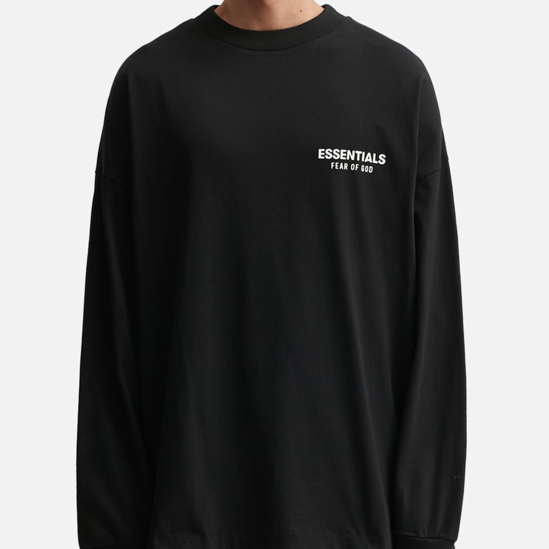 FEAR OF GOD Essentials Signature Long Sleeve Tee Black FEAR OF GOD ESSENTIALS FEAR OF GOD ESSENTIALS - originalfook singapore