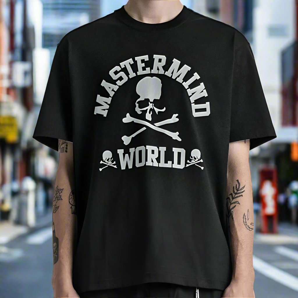Mastermind College Logo Tee Black Grey MASTERMIND JAPAN MASTERMIND JAPAN - originalfook singapore