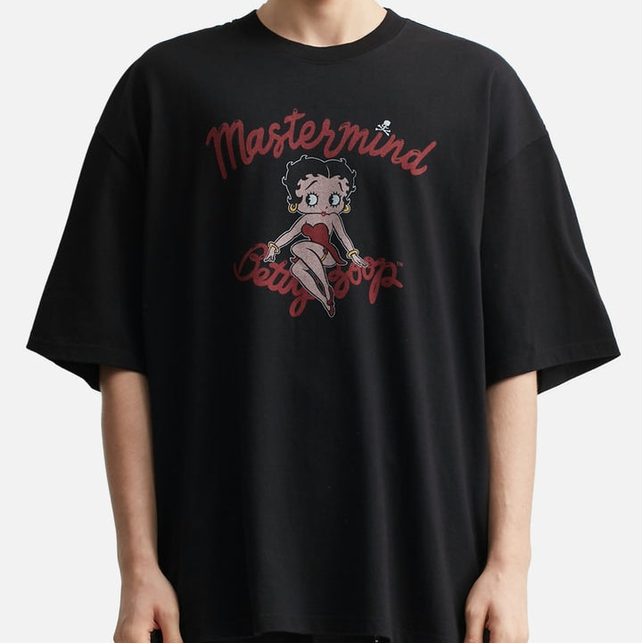 Mastermind World x Betty Boop Damaged Boxy Fit Tee Black Red - ORIGINALFOOK