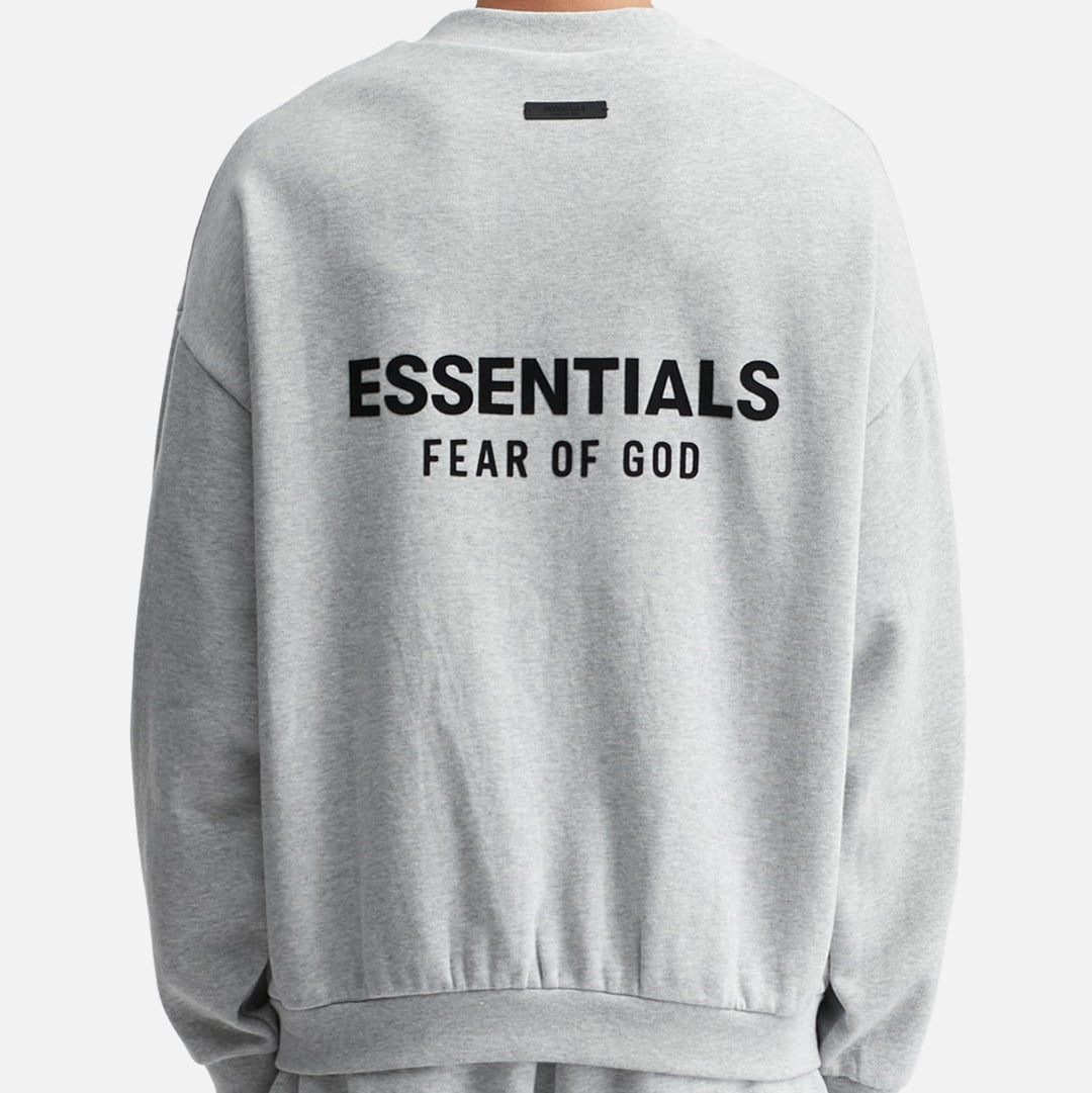 FEAR OF GOD Essentials Signature Logo Crewneck Light Heather FEAR OF GOD ESSENTIALS FEAR OF GOD ESSENTIALS - originalfook singapore