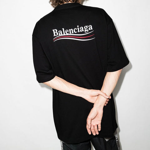 Balenciaga Political Campaign Embroidery Large Fit Tee Black