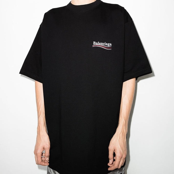 Balenciaga Political Campaign Embroidery Oversized Tee Black BAL BAL - originalfook singapore