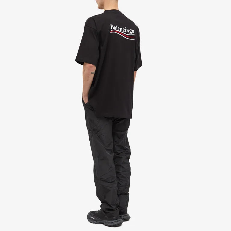 Balenciaga Political Campaign Embroidery Oversized Tee Black BAL BAL - originalfook singapore