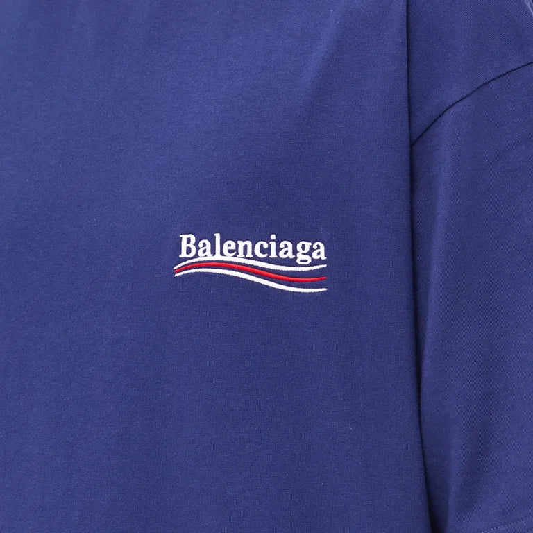Balenciaga Political Campaign Embroidery Oversized Tee Pacific Blue BAL BAL - originalfook singapore