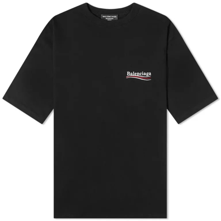 Balenciaga Political Campaign Embroidery Oversized Tee Black BAL BAL - originalfook singapore