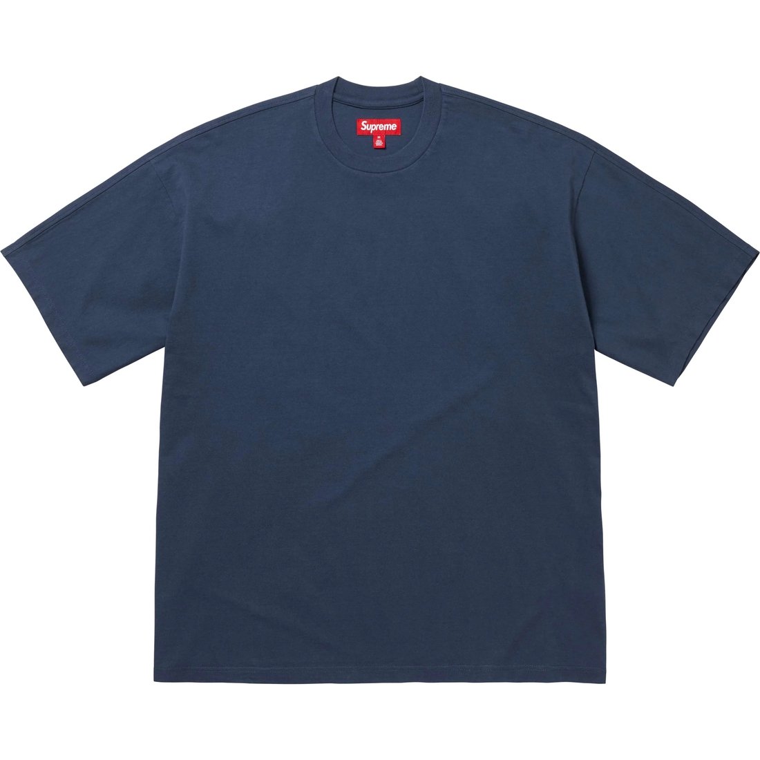 Navy Supreme Intarsia Logo Tee shirt with a bold logo design on the front, made from soft cotton fabric.
