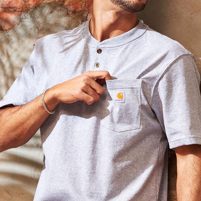 Carhartt Henley Oversized Pocket Tee Light Heather Grey CARHARTT CARHARTT - originalfook singapore