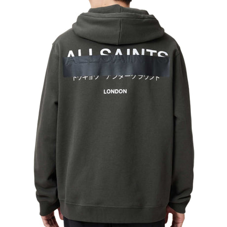AllSaints Redact Strikeout Logo Kombu Green Hoodie - ORIGINALFOOK