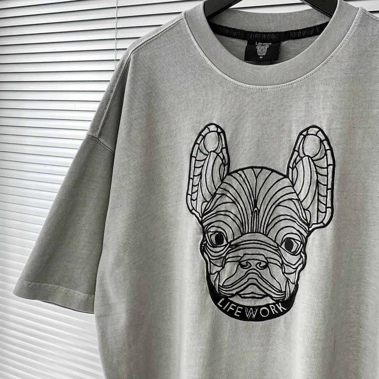 LifeWork Embroidered Outline Bulldog Tee Grey LIFEWORK LIFEWORK - originalfook singapore