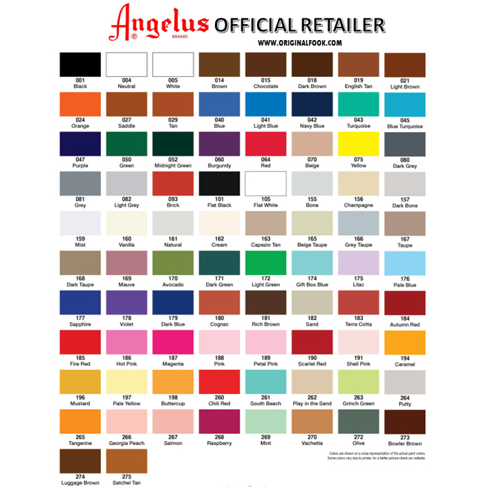 (80 Colors) Angelus Acrylic Leather Paint (L to Z) - ORIGINALFOOK