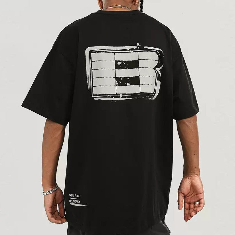 Black Boneless Logo Print Tee shirt from BONELESS with a minimalist logo design on the front.