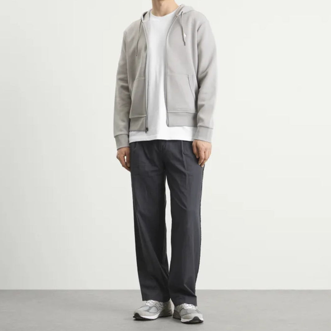 Ralph Lauren Double Knit Zip Hoodie in soft grey, casual men's apparel with a front zipper and cozy fabric.