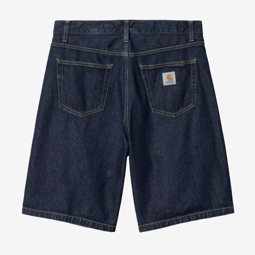 Carhartt WIP Landon loose fit denim shorts in blue rinsed color, casual apparel with a relaxed fit for everyday wear.