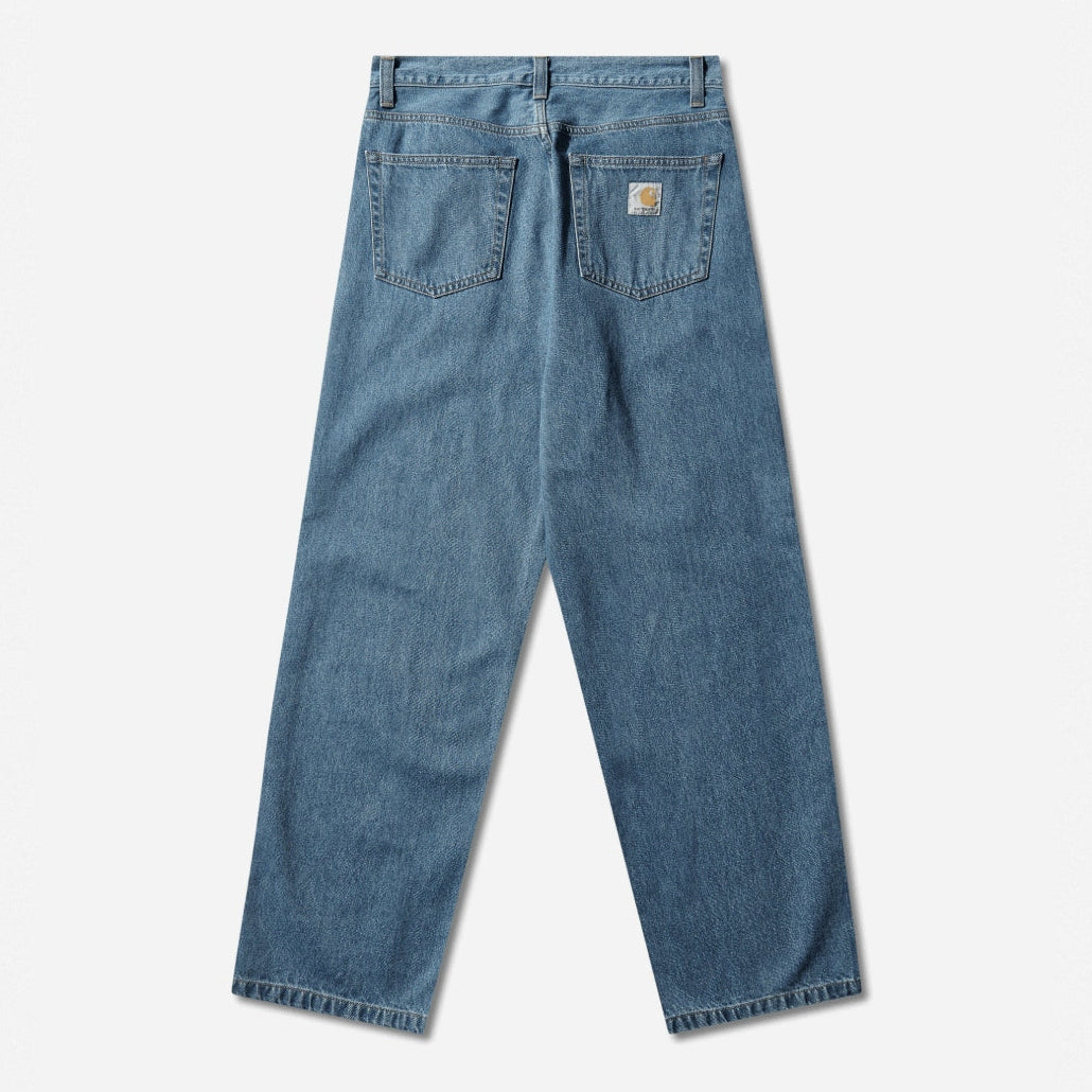 Carhartt WIP Landon Jeans in blue heavy stone wash, front view straight-leg denim pants