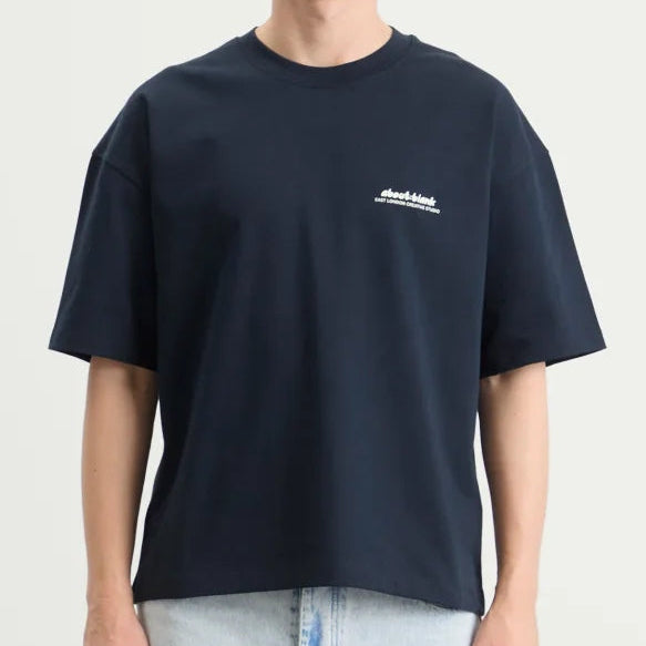 About:Blank Zev Logo Tee Navy - ORIGINALFOOK