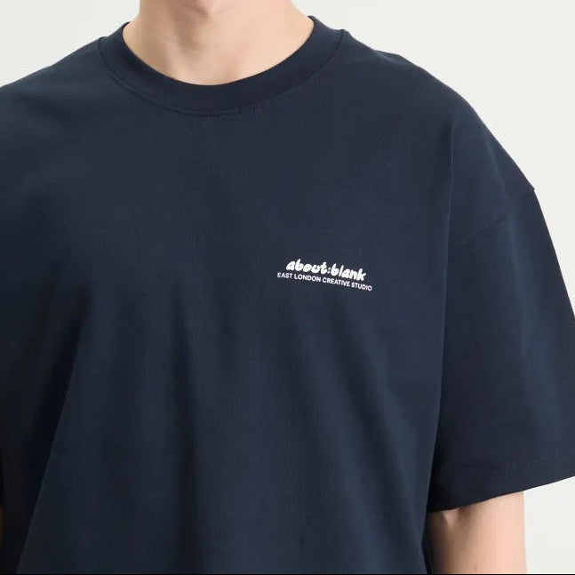 About:Blank Zev Logo Tee Navy - ORIGINALFOOK