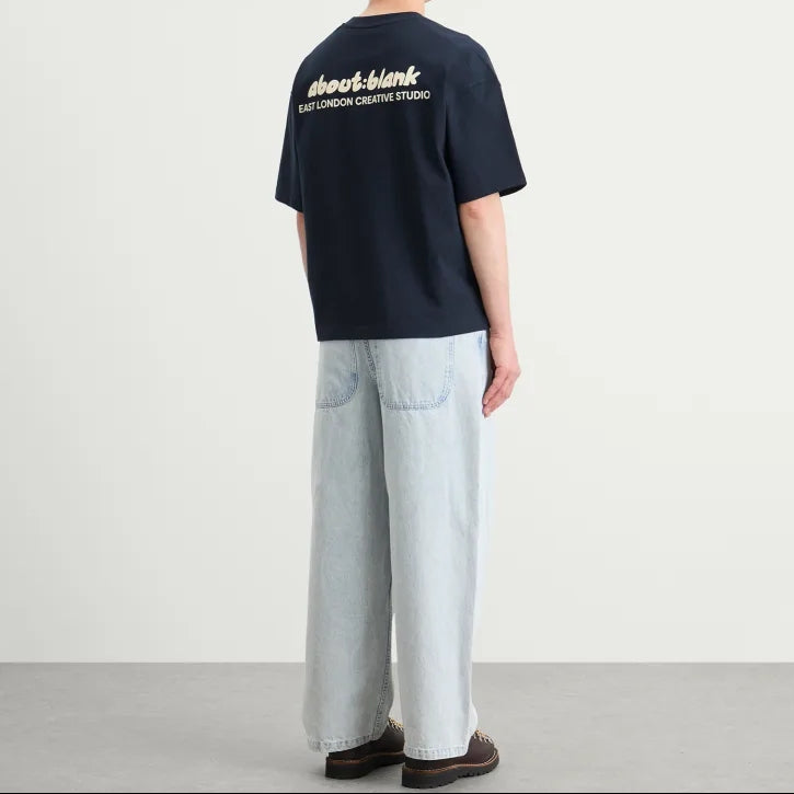 About:Blank Zev Logo Tee Navy - ORIGINALFOOK