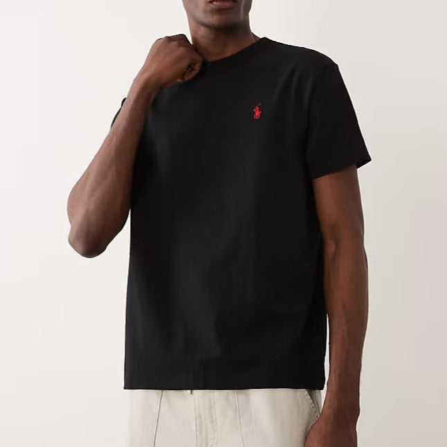 Black Polo Ralph Lauren classic fit heavyweight short sleeve tee, casual men's apparel with a comfortable fit and soft fabric.