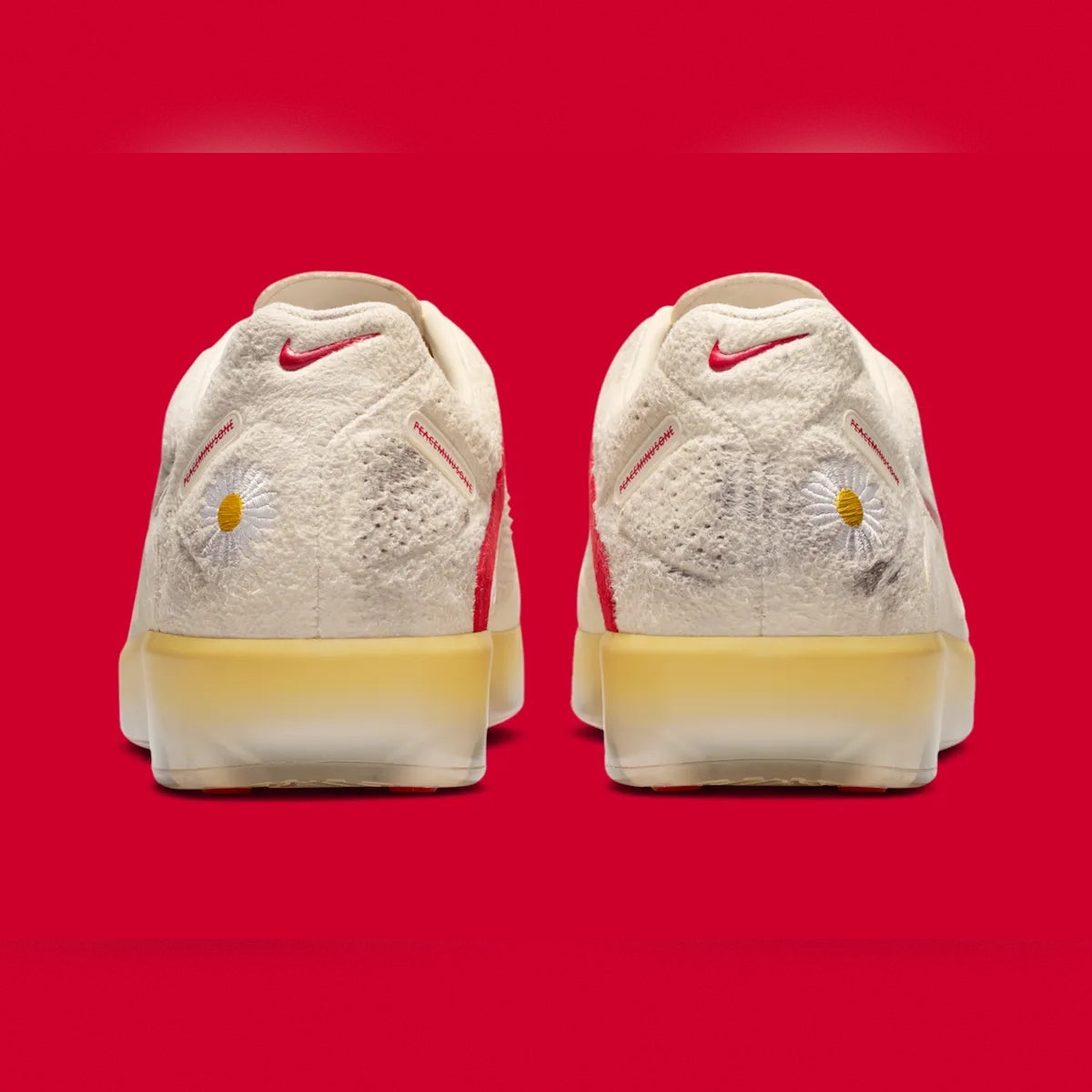 Nike PEACEMINUSONE x Cryoshot CTR360 Maestri II shoes in natural university red, featuring sleek design and athletic style.
