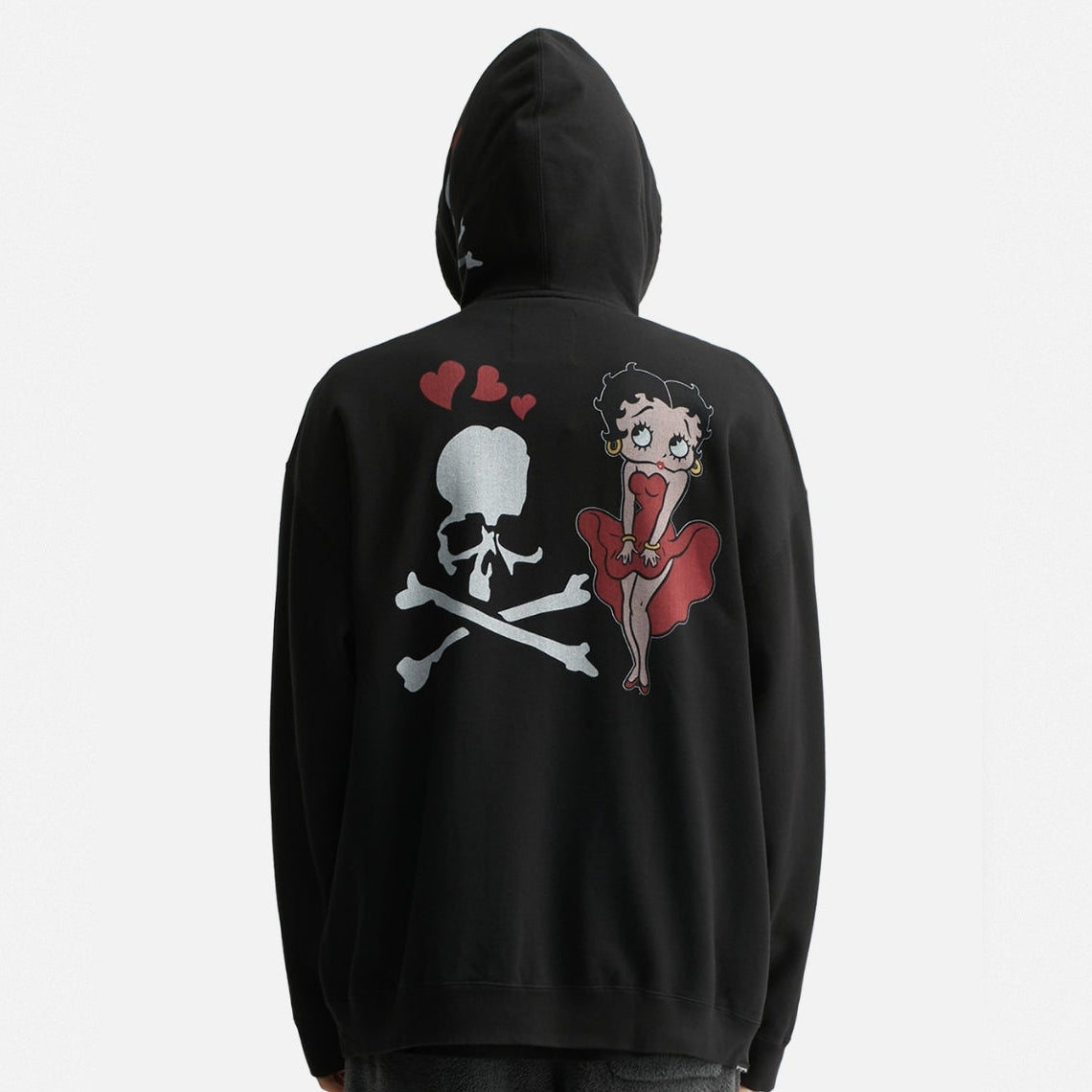 Mastermind World x Betty Boop Damaged Boxy Fit Hoodie Black Red - ORIGINALFOOK