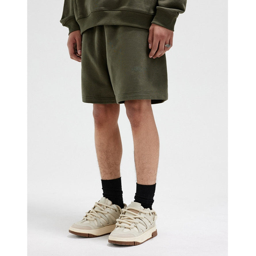Boneless B Logo Boxy Sweat Shorts Olive - ORIGINALFOOK