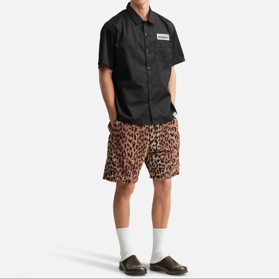 Black Neighborhood Classic Work Short Sleeve Shirt, men's casual apparel with a relaxed fit and durable fabric, displayed on a plain background.