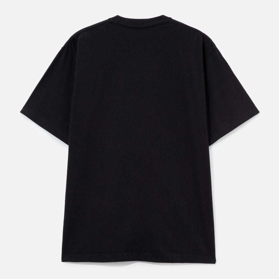 Black NEIGHBORHOOD SS-7 Tee shirt with a simple crew neck and logo design, displayed flat on a white background.