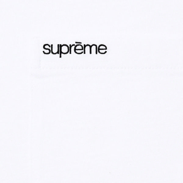 Supreme Embroidery Logo Pocket Tee White supreme supreme - originalfook singapore