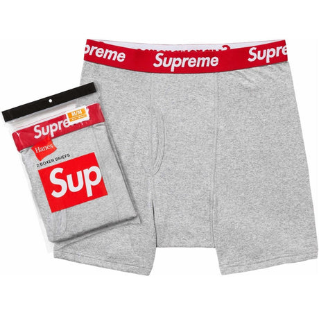 Supreme X Hanes Boxer Briefs Grey (Pack of 2) supreme supreme - originalfook singapore