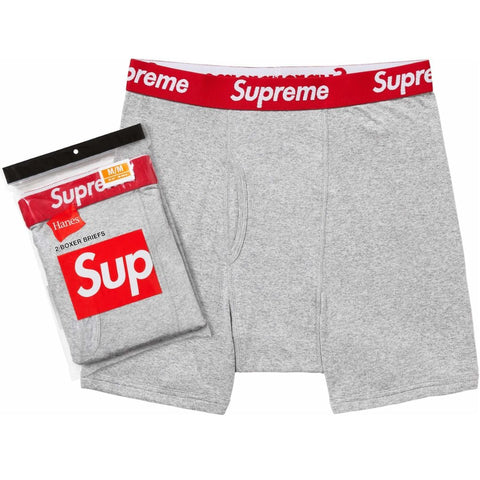 Supreme X Hanes Boxer Briefs Grey (Pack of 2)