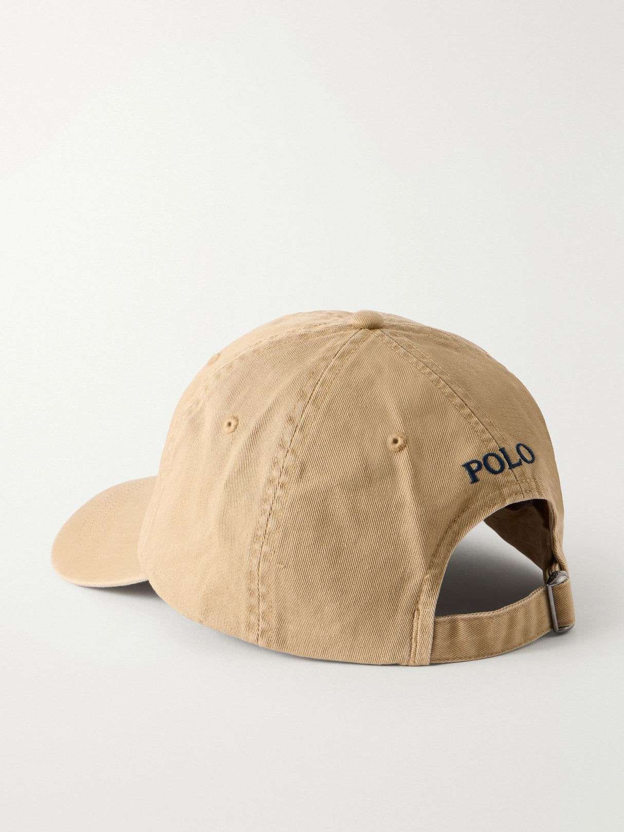 Khaki Polo Ralph Lauren baseball cap with logo embroidery, made of cotton-twill, casual headwear for men and women.