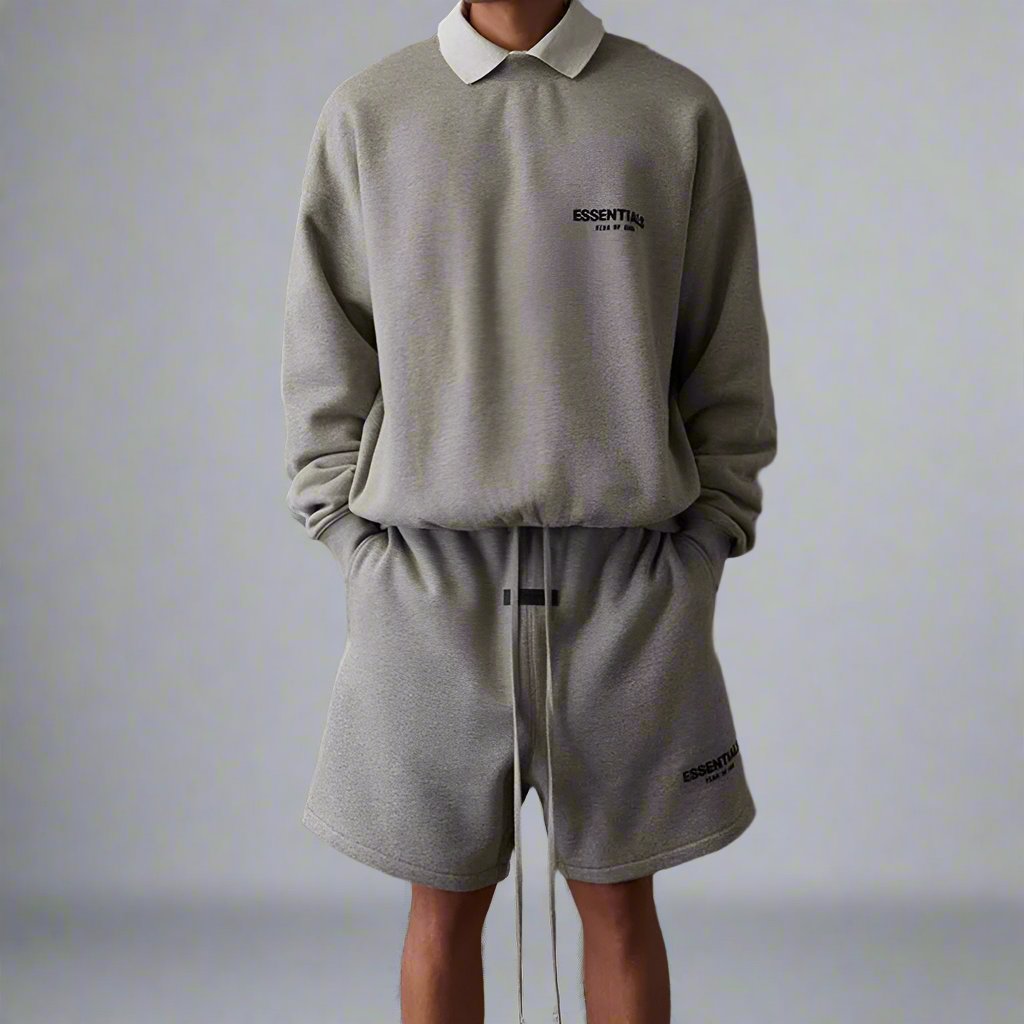 FEAR OF GOD Essentials Felt Logo Sweat Shorts Dark Oatmeal FEAR OF GOD FEAR OF GOD - originalfook singapore
