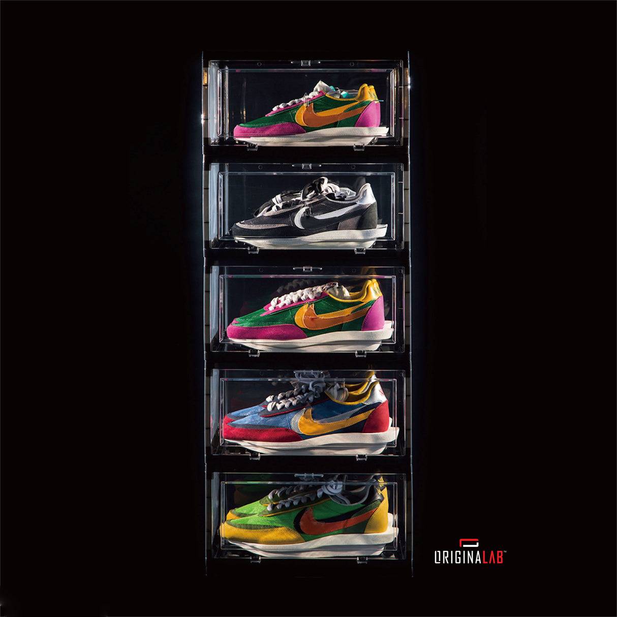 ORIGINALAB Premium Stackable Side Display Hard Case AJ Shoe Box Black (Magentic Door) originalab originalab - originalfook singapore