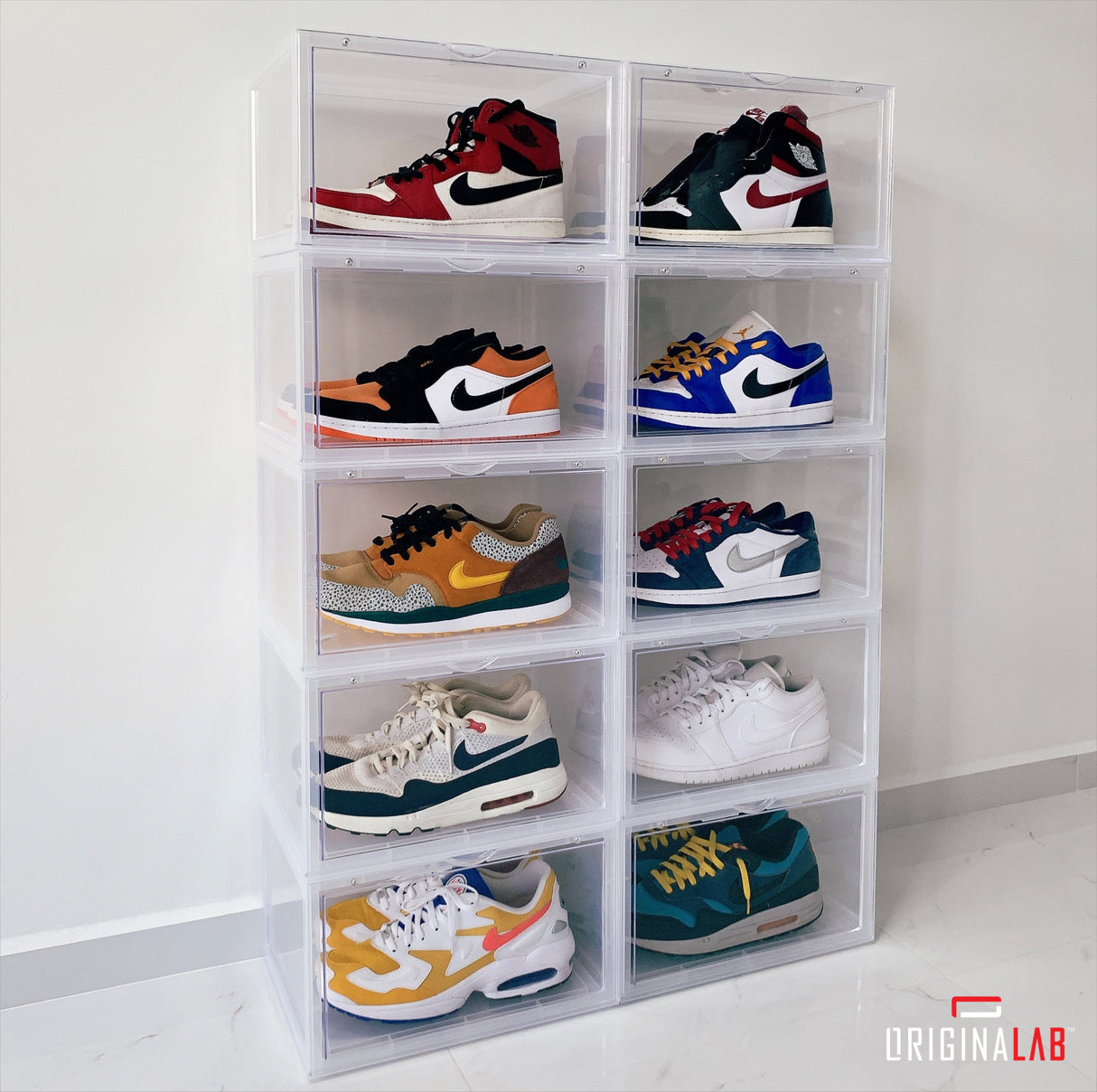ORIGINALAB Premium Stackable Side Display Hard Case AJ Shoe Box Clear (Magnetic Door) originalab originalab - originalfook singapore