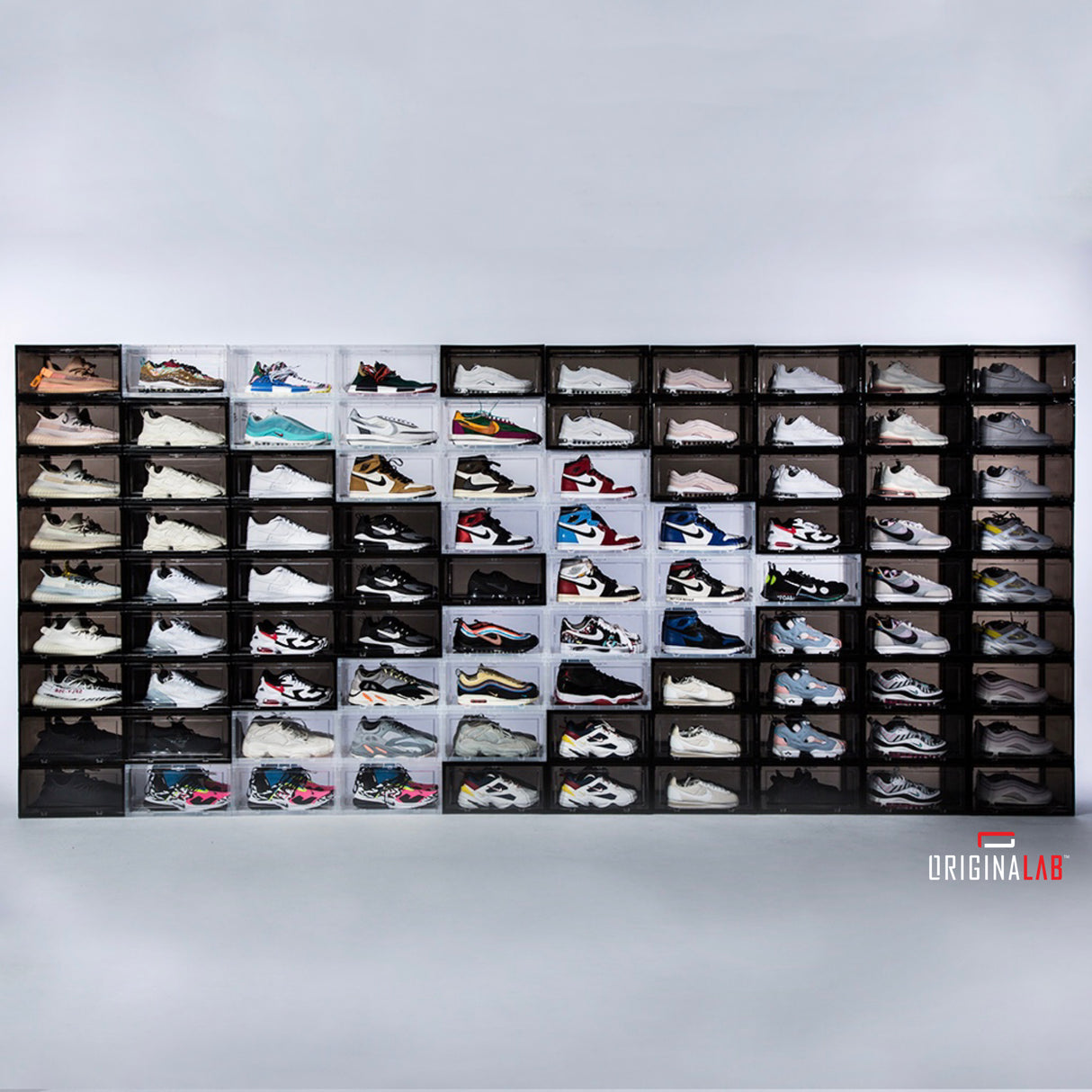 ORIGINALAB Premium Stackable Side Display Hard Case AJ Shoe Box Black (Magentic Door) originalab originalab - originalfook singapore