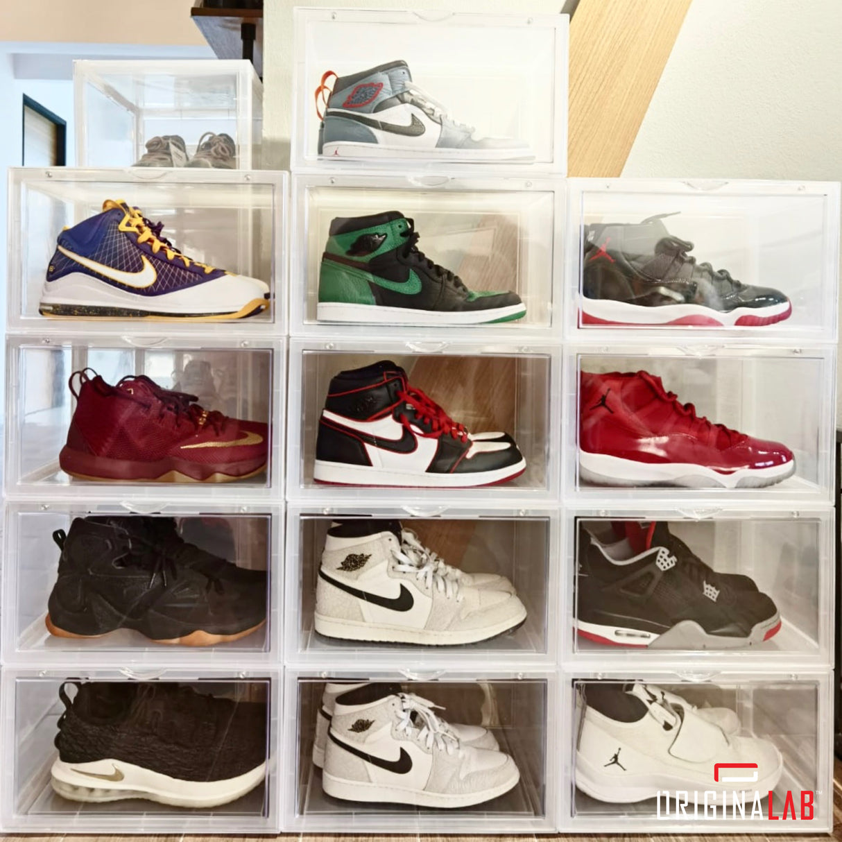 ORIGINALAB Premium Stackable Side Display Hard Case AJ Shoe Box Clear (Magnetic Door) originalab originalab - originalfook singapore