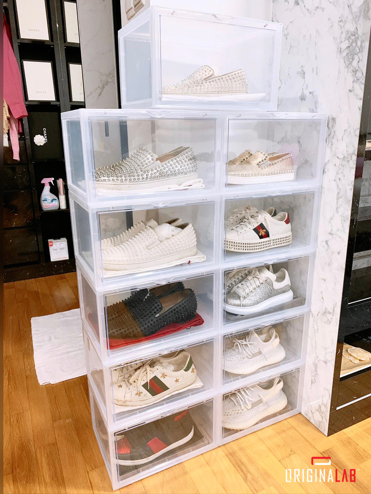 ORIGINALAB Premium Stackable Side Display Hard Case AJ Shoe Box Clear (Magnetic Door) originalab originalab - originalfook singapore