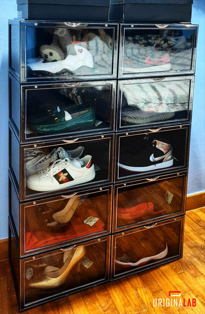 ORIGINALAB Premium Stackable Side Display Hard Case AJ Shoe Box Black (Magentic Door) originalab originalab - originalfook singapore
