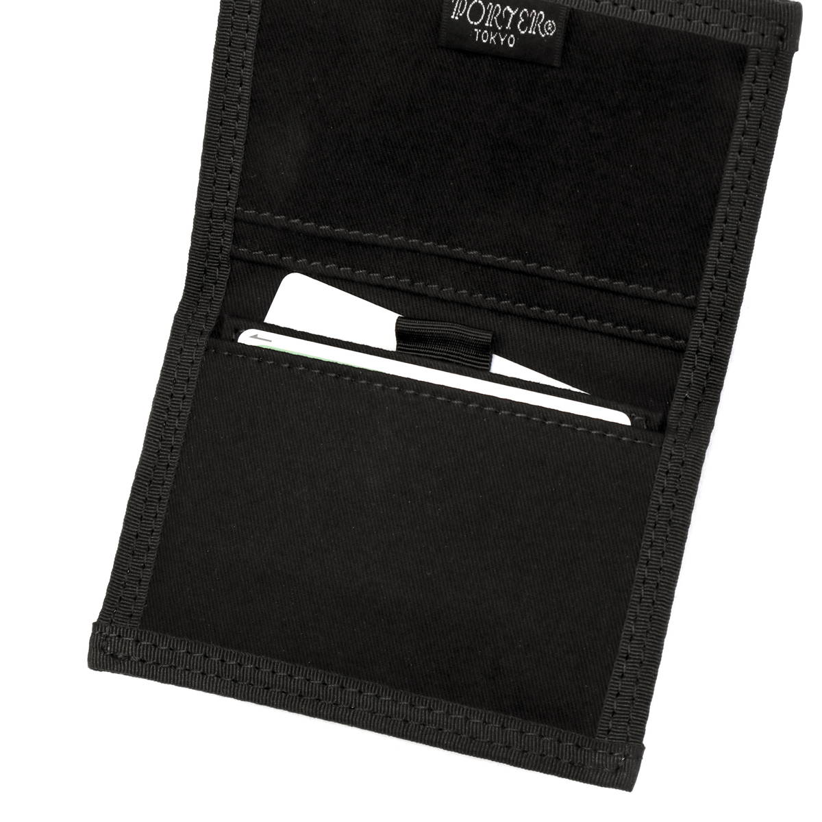 Porter Yoshida Japan Drawing Card Case from PORTER JAPAN, black leather with multiple card slots and sleek design.