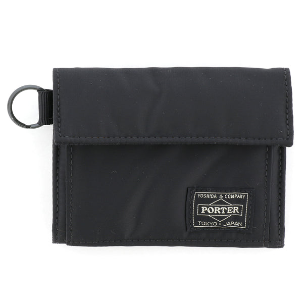 Black Porter Yoshida Japan Tanker two-fold wallet with multiple compartments, made of durable material, from PORTER JAPAN accessories collection.