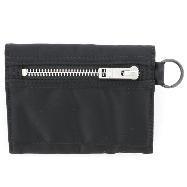 Porter Yoshida Japan Tanker Two-Fold Wallet in black, showcasing compact design and high-quality leather accessories.